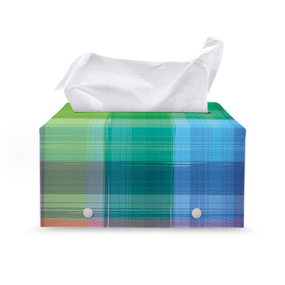 LGBT Pride Rainbow Plaid Pattern Print Leather Tissue Box Cover