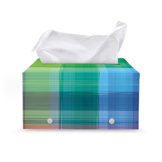 LGBT Pride Rainbow Plaid Pattern Print Leather Tissue Box Cover