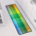 LGBT Pride Rainbow Plaid Pattern Print Long Kitchen Mat