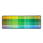 LGBT Pride Rainbow Plaid Pattern Print Long Kitchen Mat