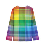 LGBT Pride Rainbow Plaid Pattern Print Long Sleeve Short Coat