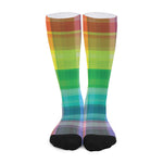 LGBT Pride Rainbow Plaid Pattern Print Long Socks