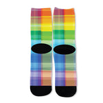LGBT Pride Rainbow Plaid Pattern Print Long Socks