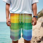 LGBT Pride Rainbow Plaid Pattern Print Men's Cargo Shorts