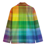 LGBT Pride Rainbow Plaid Pattern Print Men's Cotton Blazer