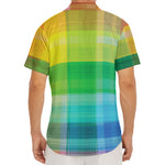 LGBT Pride Rainbow Plaid Pattern Print Men's Deep V-Neck Shirt