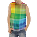 LGBT Pride Rainbow Plaid Pattern Print Men's Fitness Tank Top