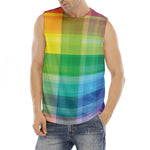 LGBT Pride Rainbow Plaid Pattern Print Men's Fitness Tank Top