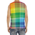 LGBT Pride Rainbow Plaid Pattern Print Men's Fitness Tank Top