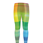 LGBT Pride Rainbow Plaid Pattern Print Men's leggings