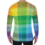 LGBT Pride Rainbow Plaid Pattern Print Men's Long Sleeve T-Shirt