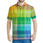 LGBT Pride Rainbow Plaid Pattern Print Men's Polo Shirt