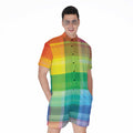 LGBT Pride Rainbow Plaid Pattern Print Men's Romper