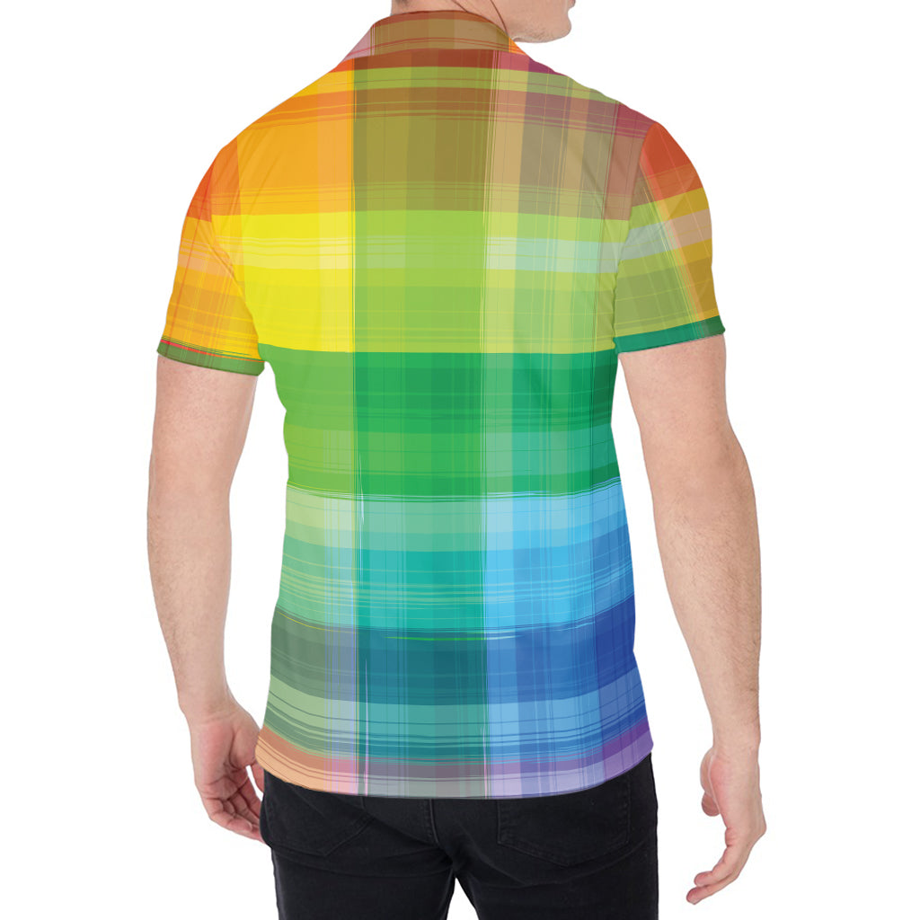 LGBT Pride Rainbow Plaid Pattern Print Men's Shirt