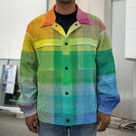 LGBT Pride Rainbow Plaid Pattern Print Men's Shirt Jacket