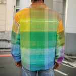 LGBT Pride Rainbow Plaid Pattern Print Men's Shirt Jacket