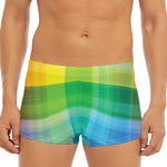 LGBT Pride Rainbow Plaid Pattern Print Men's Short Boxer Briefs