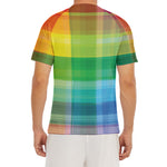 LGBT Pride Rainbow Plaid Pattern Print Men's Short Sleeve Rash Guard