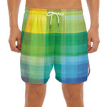 LGBT Pride Rainbow Plaid Pattern Print Men's Split Running Shorts