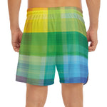 LGBT Pride Rainbow Plaid Pattern Print Men's Split Running Shorts