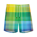 LGBT Pride Rainbow Plaid Pattern Print Men's Sports Shorts