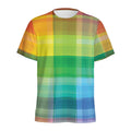 LGBT Pride Rainbow Plaid Pattern Print Men's Athletic T-Shirt