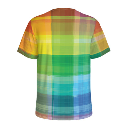 LGBT Pride Rainbow Plaid Pattern Print Men's Sports T-Shirt