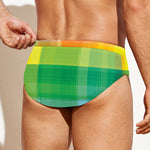 LGBT Pride Rainbow Plaid Pattern Print Men's Swim Briefs