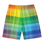 LGBT Pride Rainbow Plaid Pattern Print Men's Swim Trunks