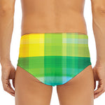 LGBT Pride Rainbow Plaid Pattern Print Men's Triangle Swim Briefs