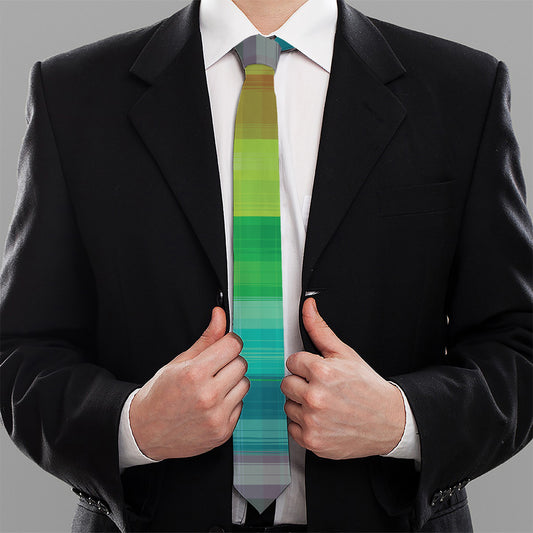 LGBT Pride Rainbow Plaid Pattern Print Necktie