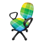 LGBT Pride Rainbow Plaid Pattern Print Office Chair Cover