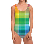 LGBT Pride Rainbow Plaid Pattern Print One Piece Swimsuit