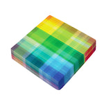 LGBT Pride Rainbow Plaid Pattern Print Outdoor Seat Cushion Cover