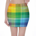 LGBT Pride Rainbow Plaid Pattern Print Pencil Mini Skirt