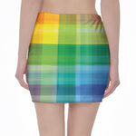 LGBT Pride Rainbow Plaid Pattern Print Pencil Mini Skirt