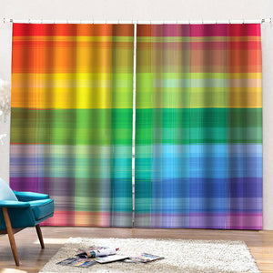 LGBT Pride Rainbow Plaid Pattern Print Pencil Pleat Curtains