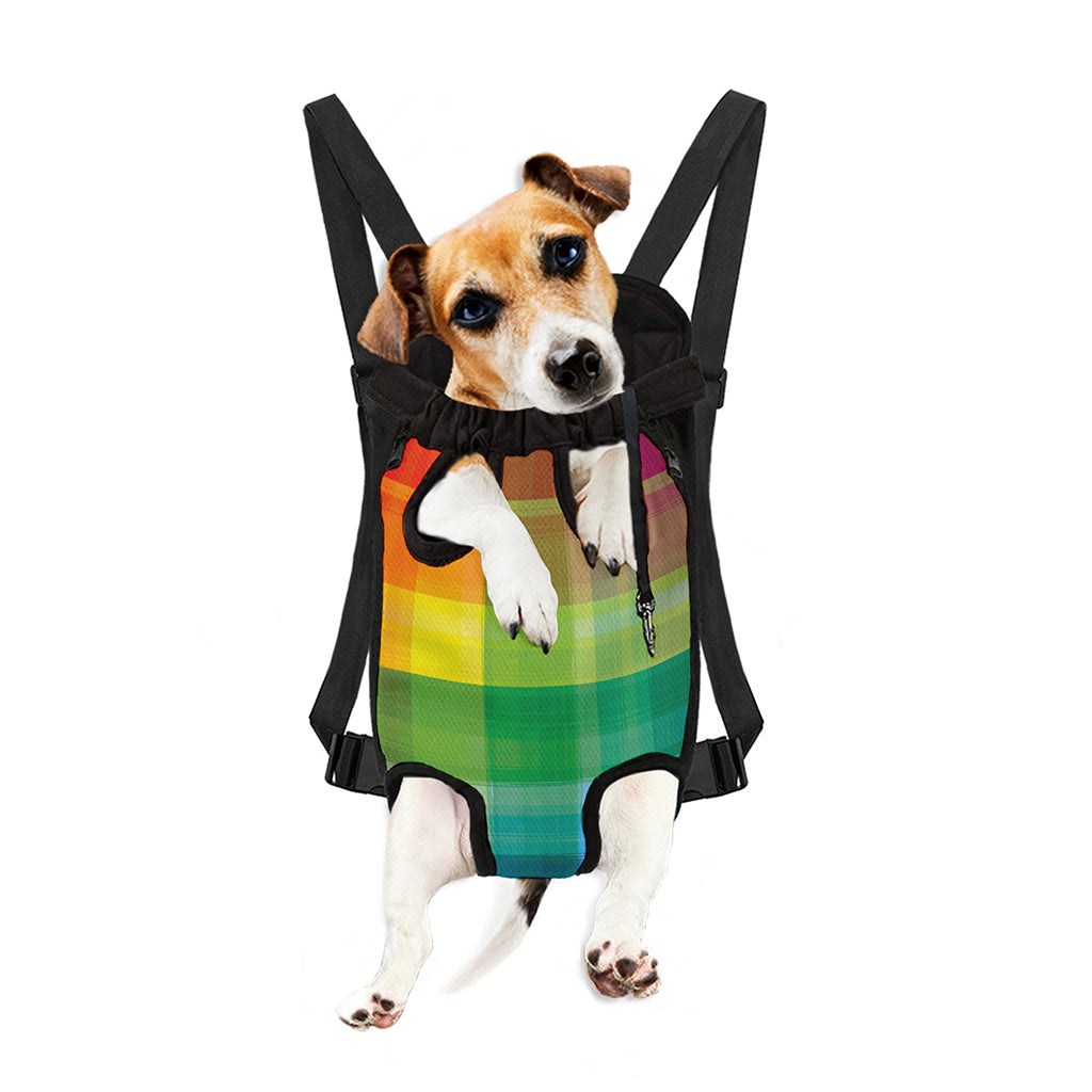 LGBT Pride Rainbow Plaid Pattern Print Pet Carrier Backpack