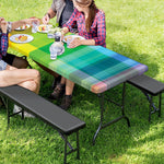 LGBT Pride Rainbow Plaid Pattern Print Picnic Table Cover