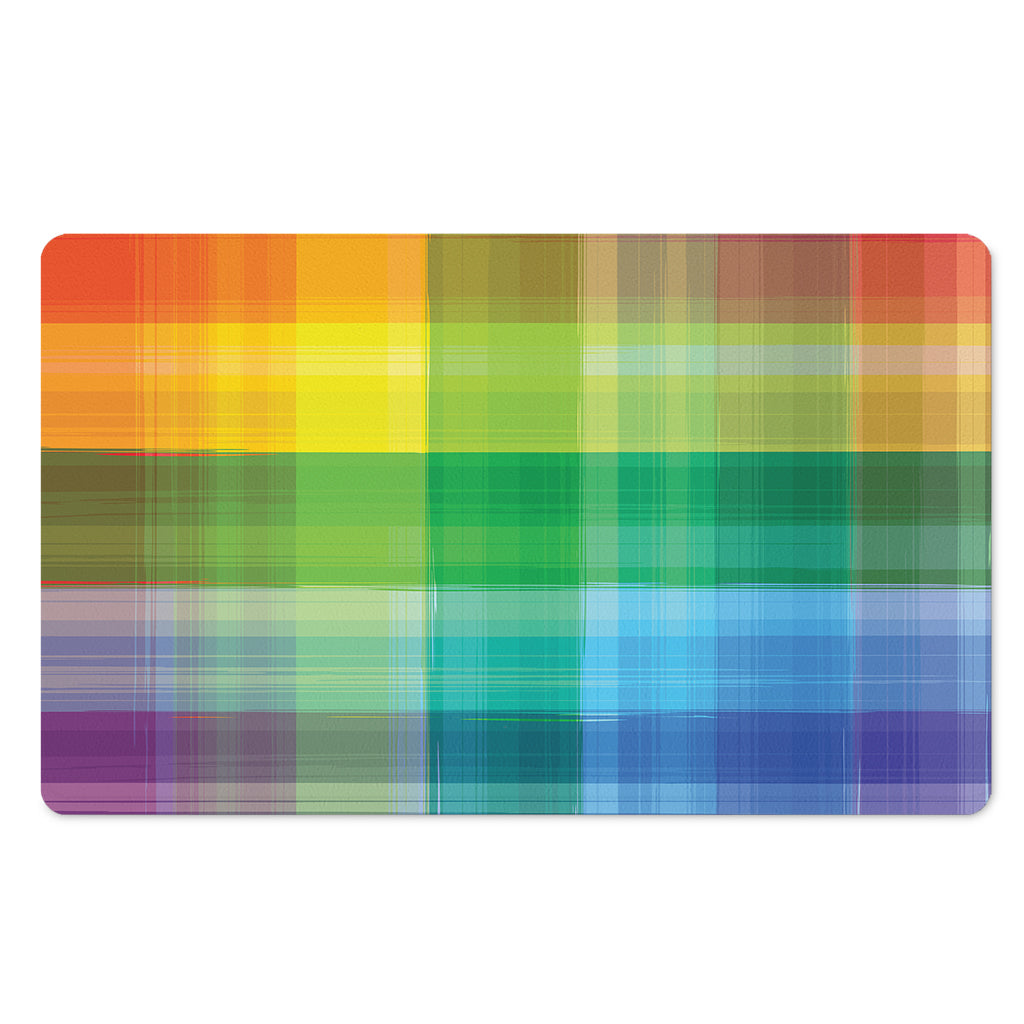 LGBT Pride Rainbow Plaid Pattern Print Polyester Doormat