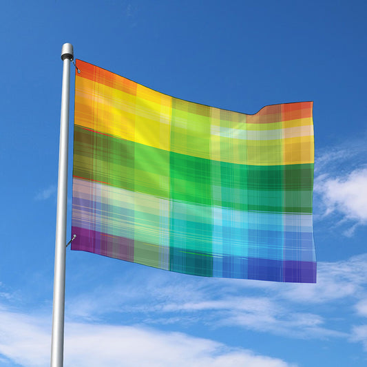 LGBT Pride Rainbow Plaid Pattern Print Polyester Flag