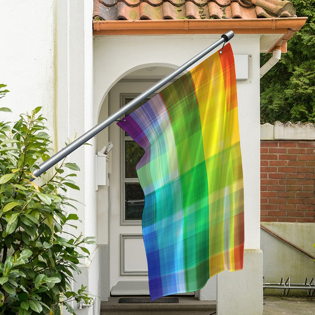 LGBT Pride Rainbow Plaid Pattern Print Polyester Flag