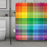 LGBT Pride Rainbow Plaid Pattern Print Polyester Shower Curtain