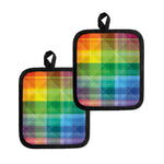 LGBT Pride Rainbow Plaid Pattern Print Pot Holders