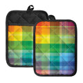 LGBT Pride Rainbow Plaid Pattern Print Pot Holders With Pocket
