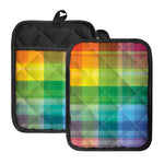 LGBT Pride Rainbow Plaid Pattern Print Pot Holders With Pocket