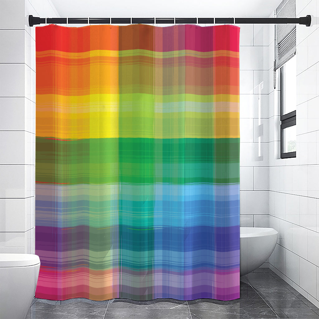 LGBT Pride Rainbow Plaid Pattern Print Premium Shower Curtain