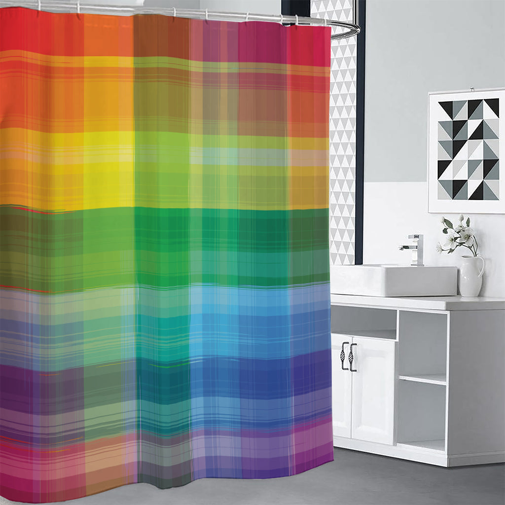 LGBT Pride Rainbow Plaid Pattern Print Premium Shower Curtain