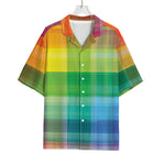 LGBT Pride Rainbow Plaid Pattern Print Rayon Hawaiian Shirt