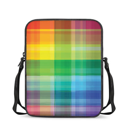 LGBT Pride Rainbow Plaid Pattern Print Rectangular Crossbody Bag